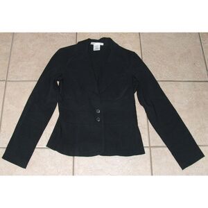 LA BELLE Solid Black Jr Sz 7 Church Office Stretchy Unlined Blazer Suit Jacket
